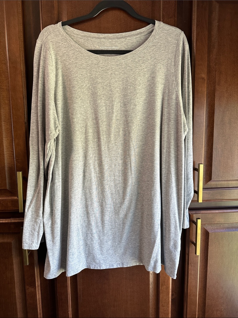Soft Surroundings Light Gray Long-Sleeve Jersey Tunic Pima Cotton